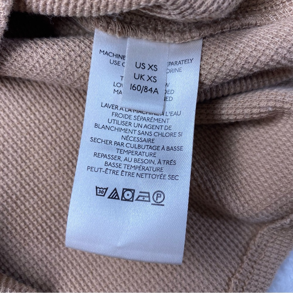 Free People We The Free Size XS Fuji Thermal Long Sleeve Off Shoulder Top Tan - Picture 10 of 10